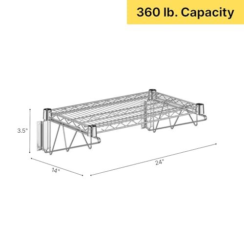 Krollen Industrial 14" x 24" Chrome Wire Wall Mount Shelf