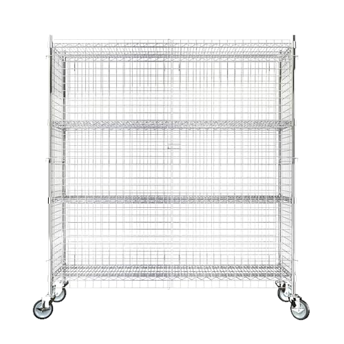 Krollen Industrial 18"x60"x70" Metal Wire Chrome Security Heavy Duty Commercial NSF Certified Storage Unit | Mobile Wire Security Cage Kit